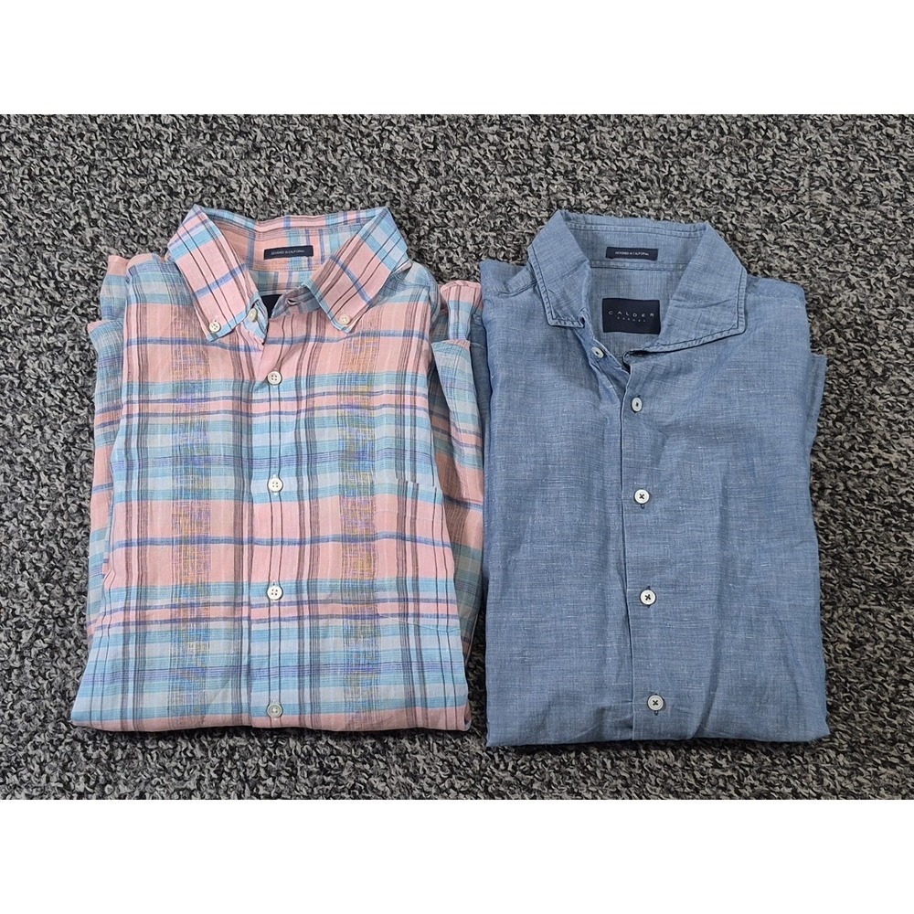 Calder Carmel Mens Lot of 2 Linen and Blend Long‎ Sleeve Button Shirts